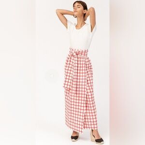 Mara Hoffman Poppy Plaid Cora Wrap Around Tie Organic Cotton Midi Skirt - Small